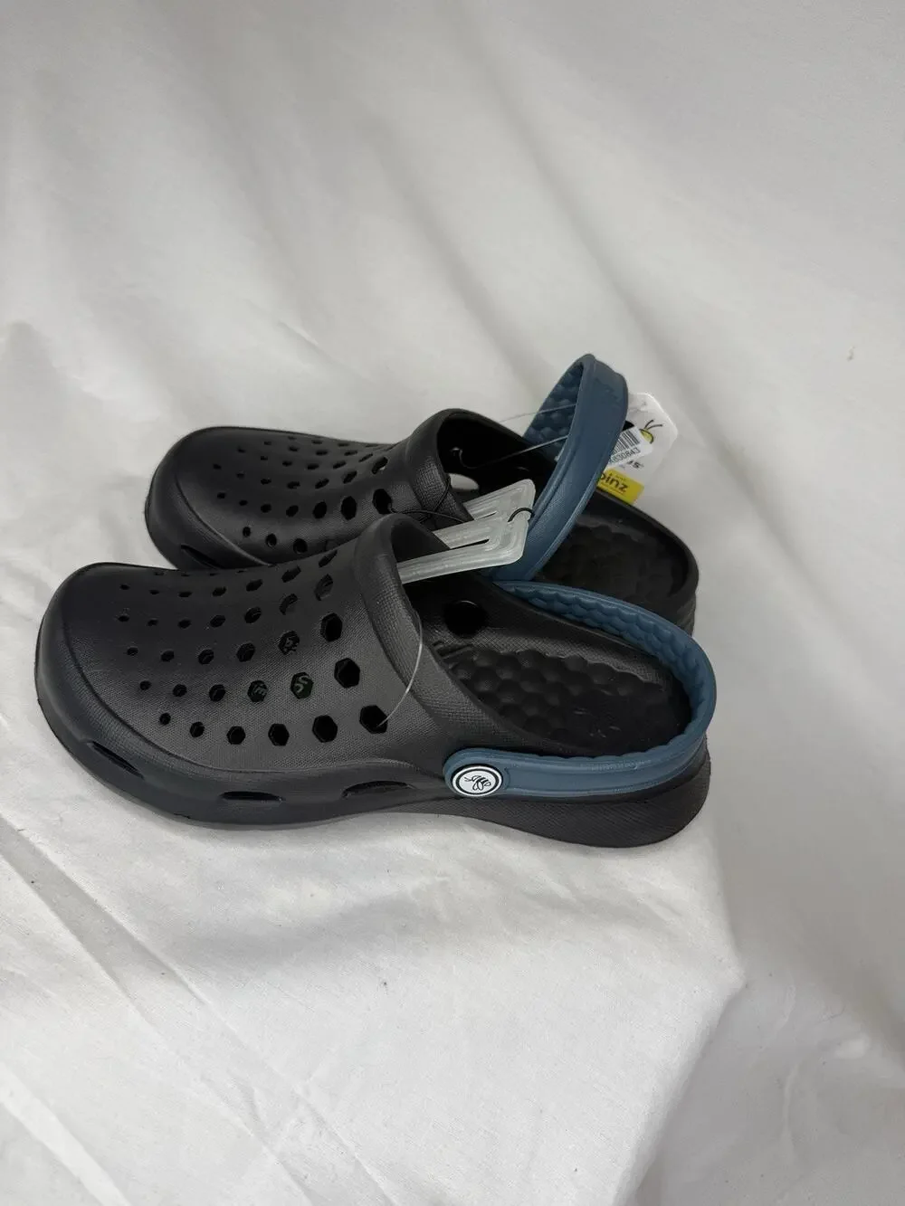 Joybees Kids' Dylan Slip-On Sandals Black Blue Strap Clog Kids 2, NWT